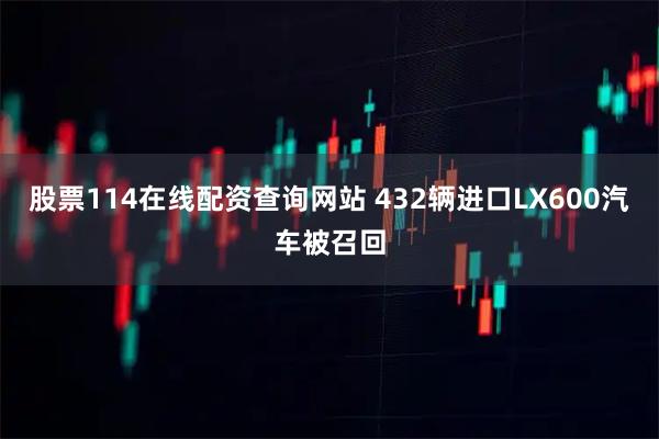 股票114在线配资查询网站 432辆进口LX600汽车被召回